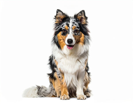 Hund 3 farbig auf wei&szlig;en Hintergrund