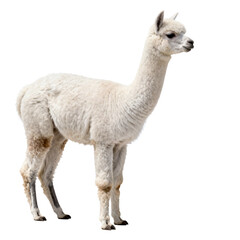 Fototapeta premium [Transparent Background PNG]A single white alpaca standing on white background