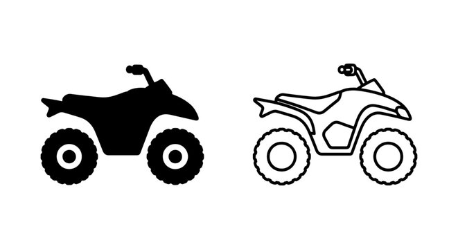 ATV, quad bike, all-terrain vehicle, icons, black and white