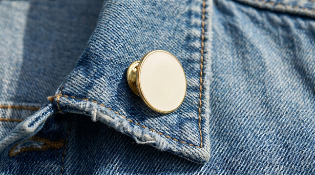 Close-up of a denim jeans mockup with gold button