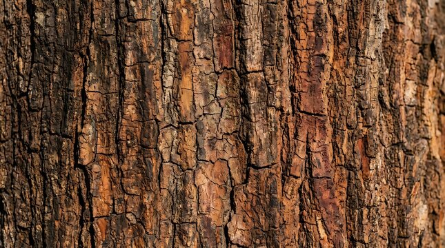 Closeup of a trees rough and textured brown bark surface