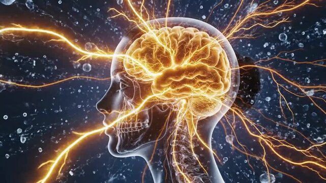 Human brain activity illustration representing modern medicine and scientific discovery