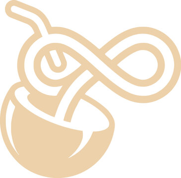 Coconut icon represents a tropical refreshing drink in a stylized.