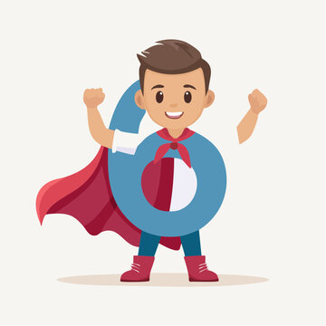 Superhero Boy with Number 6 Costume