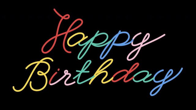 Happy birthday handwritten lettering 2D animation