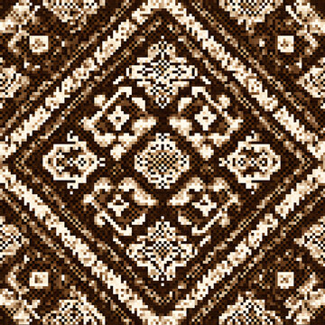 Inca Tribal Geometric Seamless Pattern, Ethnic Boho Textile Background in Earth Tones