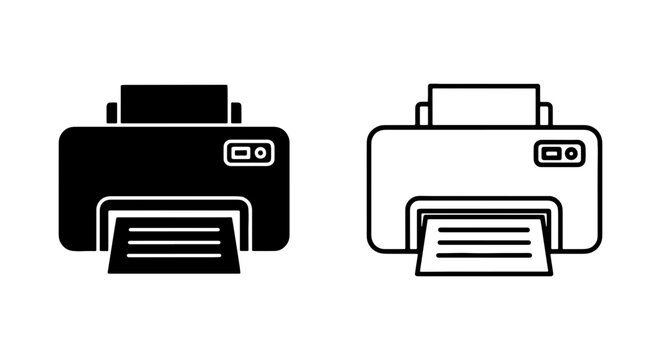 Printer Icons, Office Equipment Vector Graphics, Technology Symbols