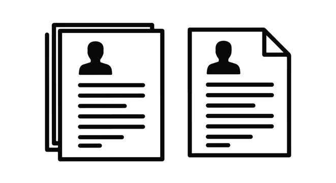 minimalist job application form icon - Line and glyph solid icon and logo template - Clipart, sticker - icon set