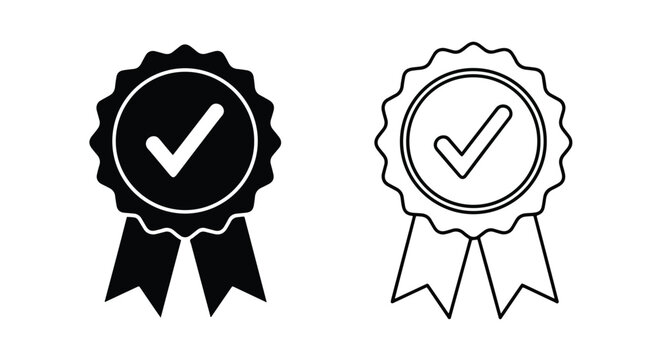 checkmark award badge icons set - Blue icon set - Modern style icon  - Glyph and solid icon set - Icon vector
