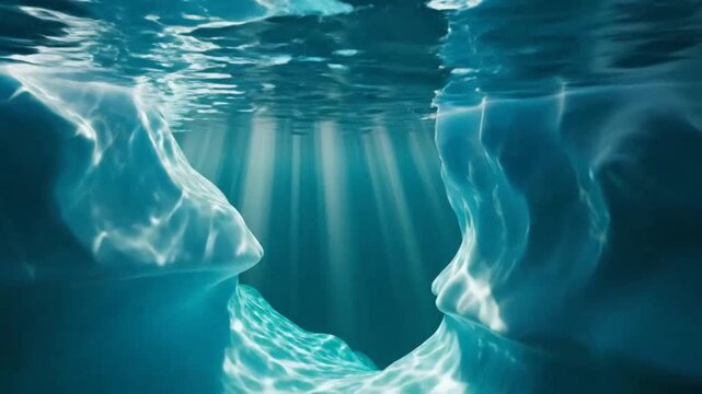 Iceberg in ocean with cloudy sky for outdoor lifestyle brands and nature documentaries