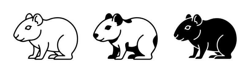 Fototapeta premium black and white silhouettes of rats on transparent background