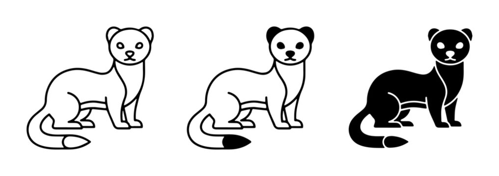 ferret silhouettes vector set on white background