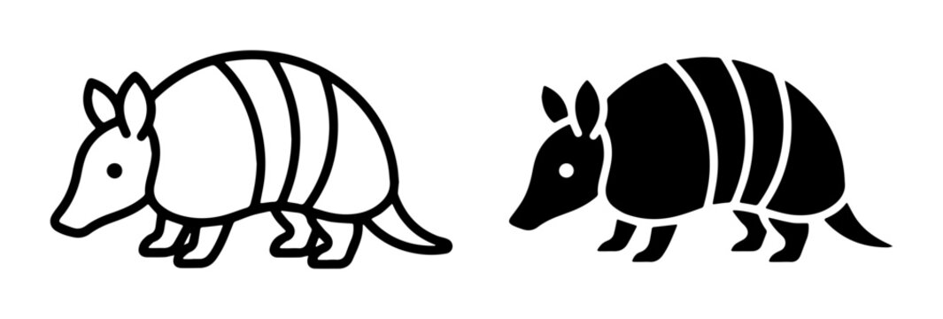 black and white armadillo silhouettes on white background