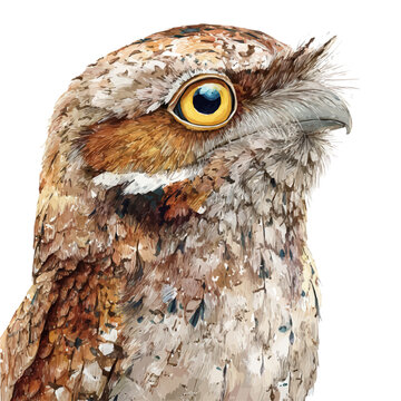 Potoo watercolor drawing vector, premium quality illustration on a clean white background.