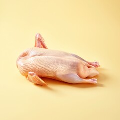 Naklejka premium Fresh raw goose on a plain yellow background