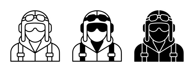 aviators in flight gear outlined and filled versions vector illustration © Roksana