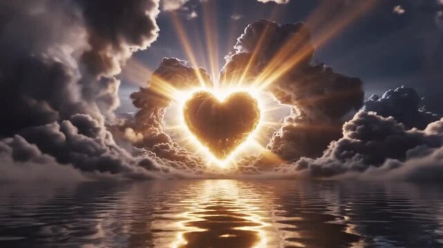 Heart shaped cloud over water perfect for scenic backgrounds and natural storytelling