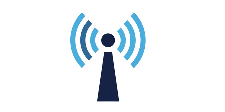 Wireless communication tower illustration broadcasting signals and connectivity