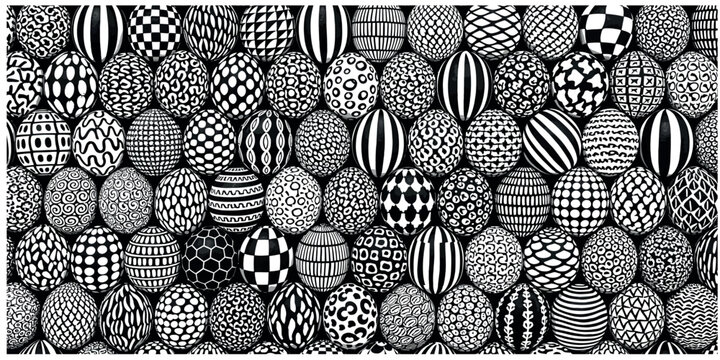 Intricate black and white pattern of densely packed organic shapes
