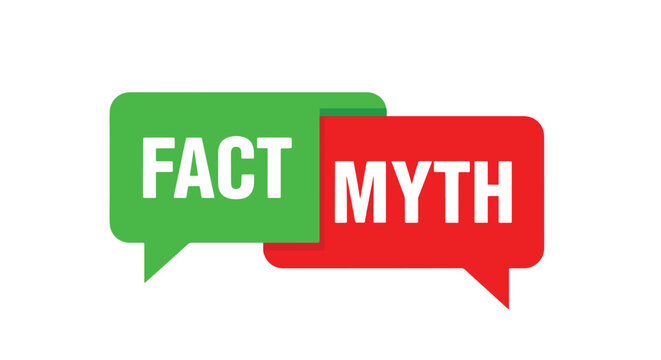 fact vs myth speech bubbles debate concept - Solid vector icons - Clipart, sticker - icon set
