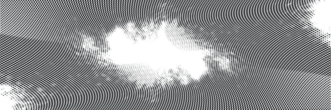 Glitch distorted geometric shape . Noise destroyed logo . Trendy defect error shapes . Glitched frame .Grunge textured . Distressed effect .Vector shapes with a halftone dots screen print texture.