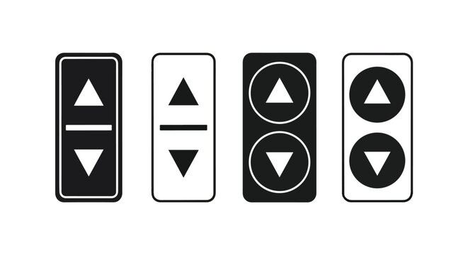 minimalist elevator button panel icons set - logo icons vector set. Blue, Black and white icons