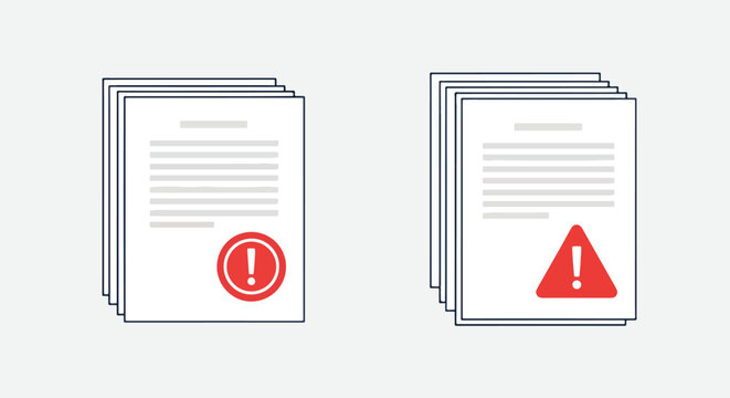 warning document folders isolated alert sign - Line and glyph solid icon and logo template - Clipart, sticker - icon set