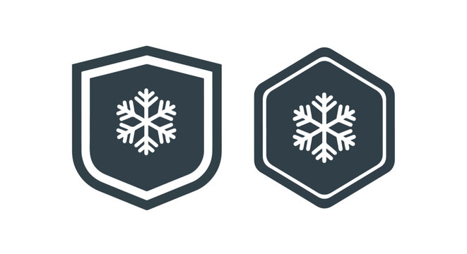 winter sports shield emblem icons set - logo icons vector set. Blue, Black and white icons