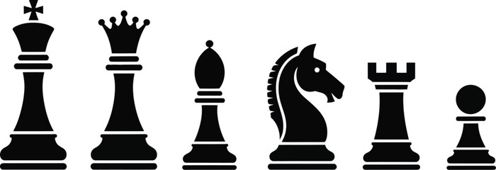 Chess Icon Set in Modern Flat and Outline Style Featuring Chess Pieces and Board Strategy Symbols, Minimal Clean Vector Design for Game Apps, UI, Web and Educational Use © YET FAR 