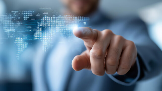Close-up of a hand managing an HR software interface showing multilanguage support and global workforce features, international HR management concept, localization and global talent,