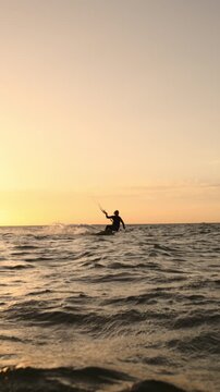 kitesurfer silhouette sunset extreme sport adventure travel freedom lifestyle slow motion video clip