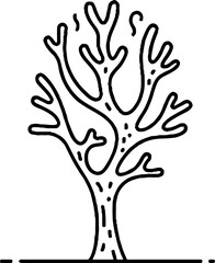 Obraz premium Minimalist Hand Drawn Tree Branch or Coral Line Art Illustration