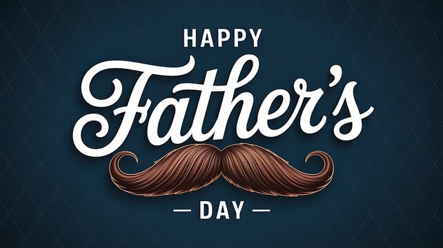 Father's Day Illustration: A stylized illustration for Father's Day, featuring elegant typography and a detailed mustache on a textured backdrop.