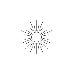 Fototapeta premium Minimalist Sunburst Icon Simple Line Art.