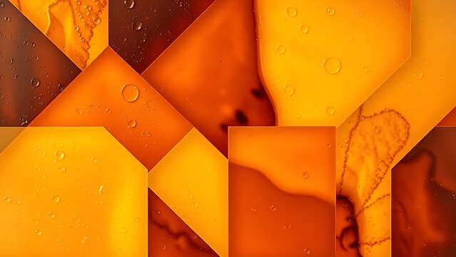 bakelite. Amber bakelite material with geometric patterns forming a retro design, abstract composition. product launch decks, UI/UX mockups, designed for product launches and innovation pitches.