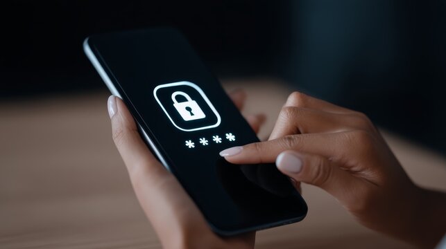 Secure Access: User inputting multi-factor password on smartphone for enhanced security