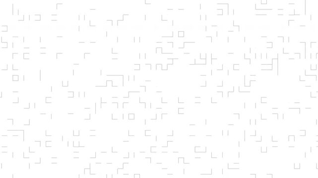 Seamless abstract loop of white minimalist geometric lines forming a complex digital or architectural grid.