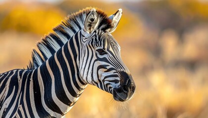 Fototapeta premium Close-up Portrait of a Majestic Zebra in its Natural Habitat.