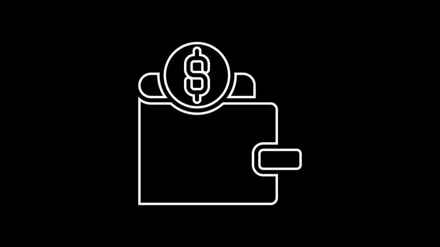 Outline animation wallet icon. 4k video