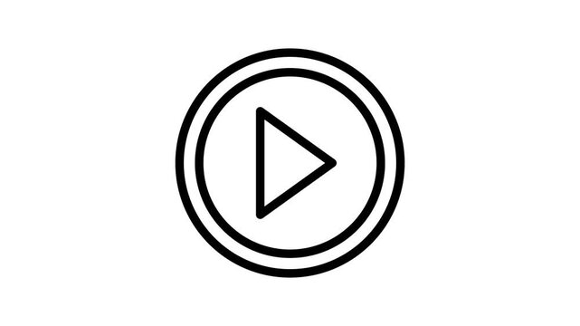 Play button icon animation isolated on white background. 4k video