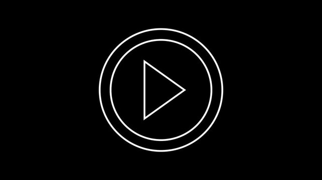 Outline play button icon animation. 4k video