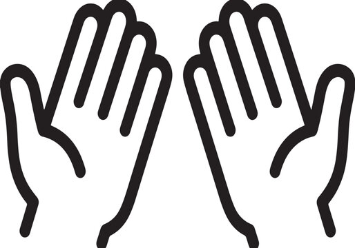 Two human hands held together in a gesture of open palms representing prayer worship peace hope or grateful spiritual reflection