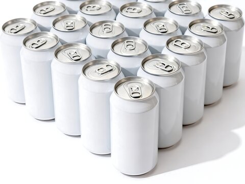 Group of White Aluminum Drink Cans with Pull Tabs