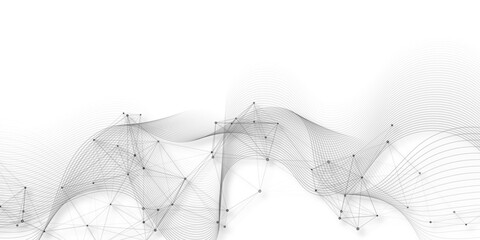 Abstract geometric background with connecting dots and lines with low poly triangle shapes. Polygonal Mesh Background Vector design digital technology concept Global network connection data structure. © Kainat 