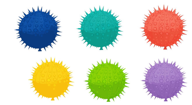 Set of Colorful Spiky Spheres - Abstract Geometric Shapes