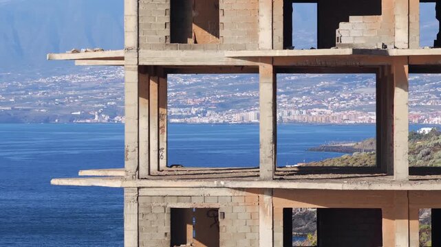 Aerial View of Abandoned Hotel in Tenerife; Overtourism, Housing Crisis, and Failed Real Estate
