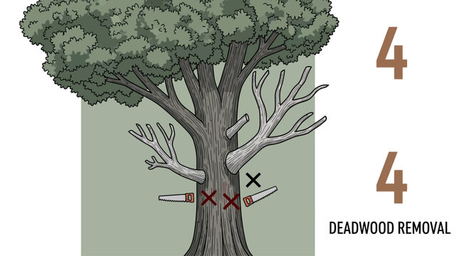 Tree pruning deadwood removal, cutting branches, garden care, forestry, arboriculture