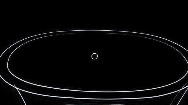 Hand-drawn animation zooming in on an empty bathtub. Sketch style vacant bathroom tub on black background. Vulnerability and depression metaphor