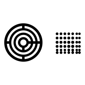 Archery target and bingo card with black dots pattern Vector, illustration