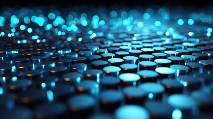 Obraz premium deep blue gradient with glowing duplicated nodes forming structured repetition, subtle depth and motion, fast content generation, ai co-creator abstract background